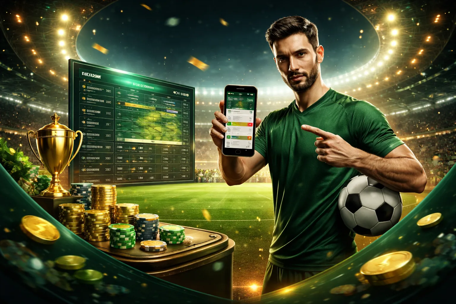 Sân vận động bóng đá với biểu tượng 123b tải app, thể hiện cá cược thể thao đỉnh cao